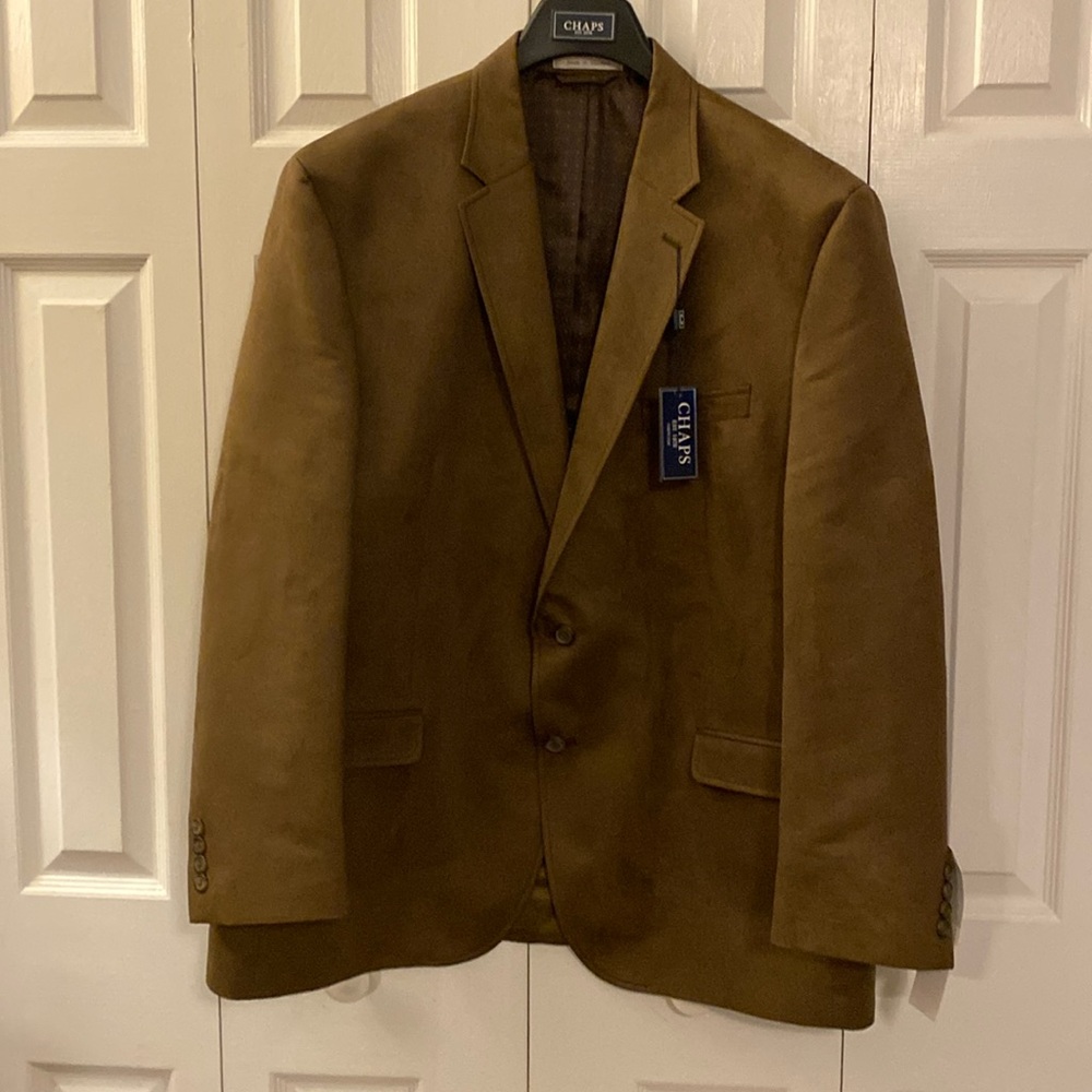 COPY - Chaps Brushed Suede Tan Men’s Suit Jacket Size 48R Sport Coat